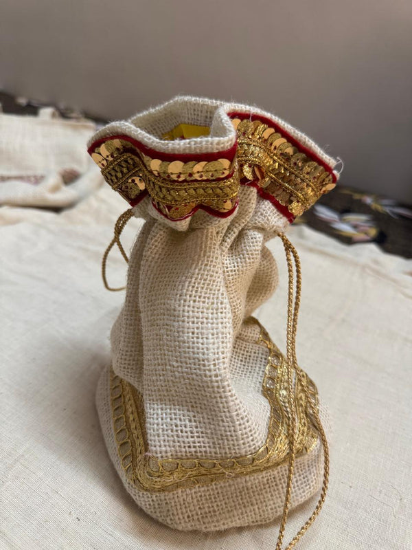 White Jute Potli